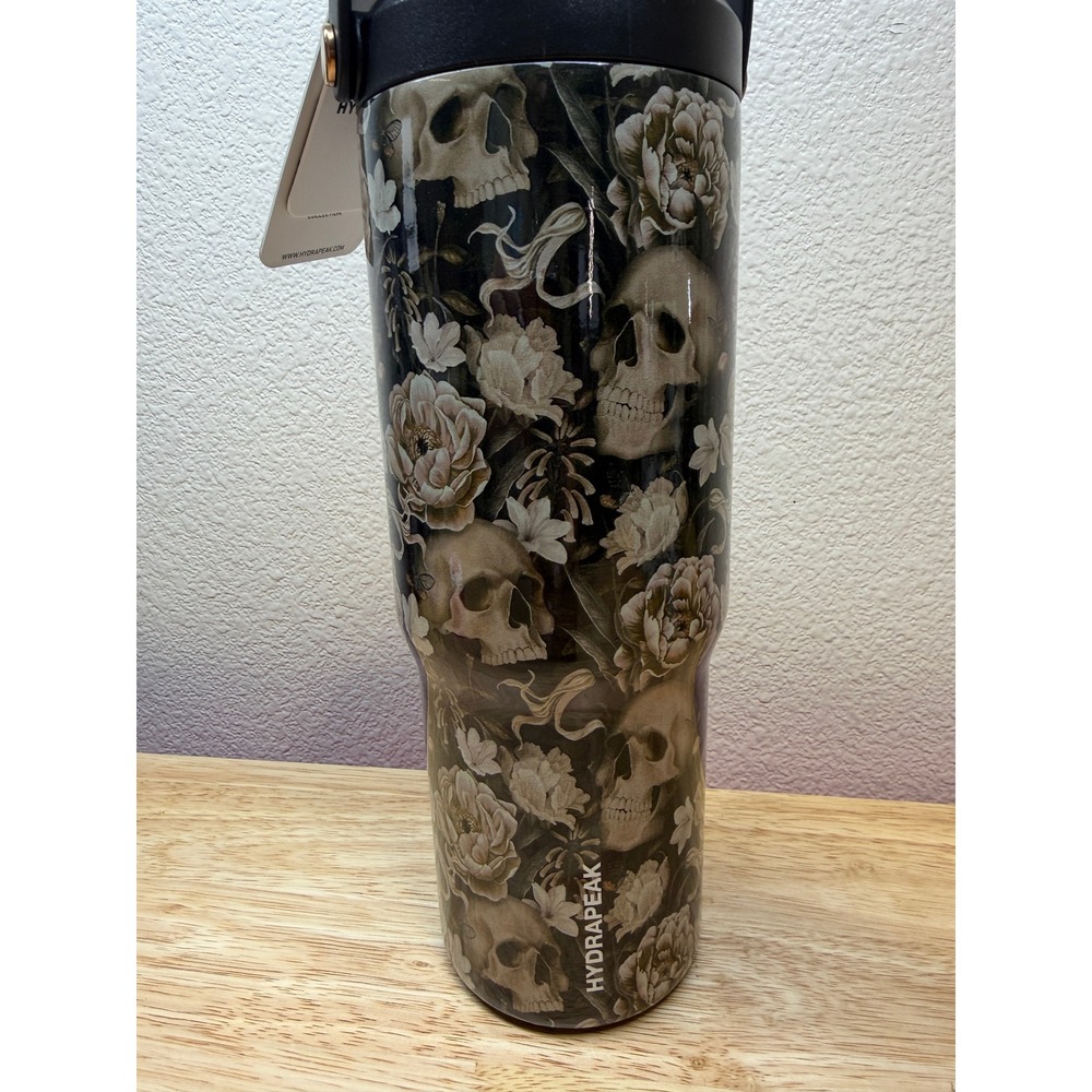 Hydrapeak 32oz Voyager Tumbler Skull‎ Floral Stainless Steel Straw Cup NWT